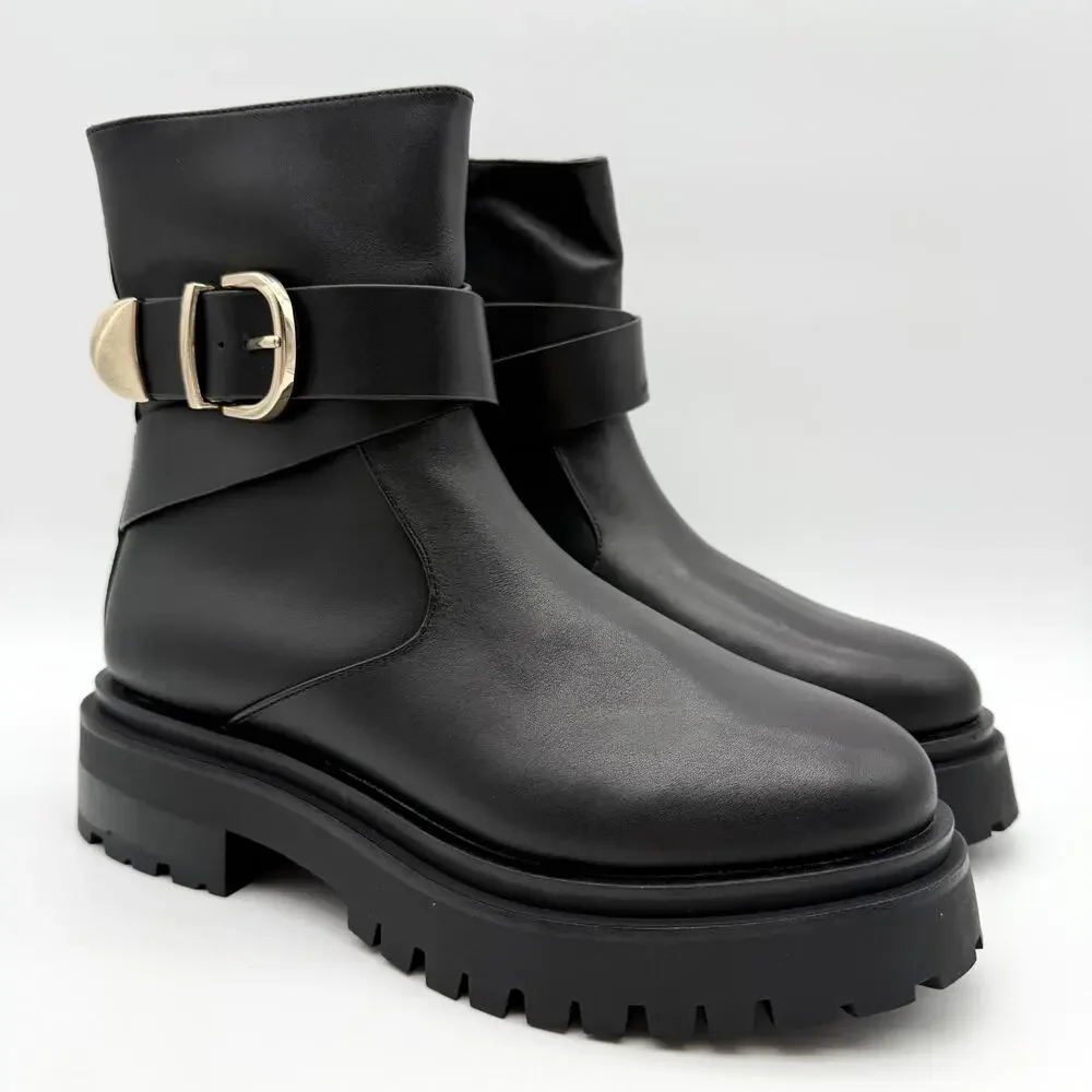 Steve Madden Womens Lonny Ankle Booties US 7.5 EU 38 Black Leather NIB